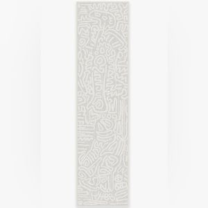 Keith Haring Freestyle Pearl 2.5’X10’ Runner, Classic Low Pile Cushioned Rug Pad